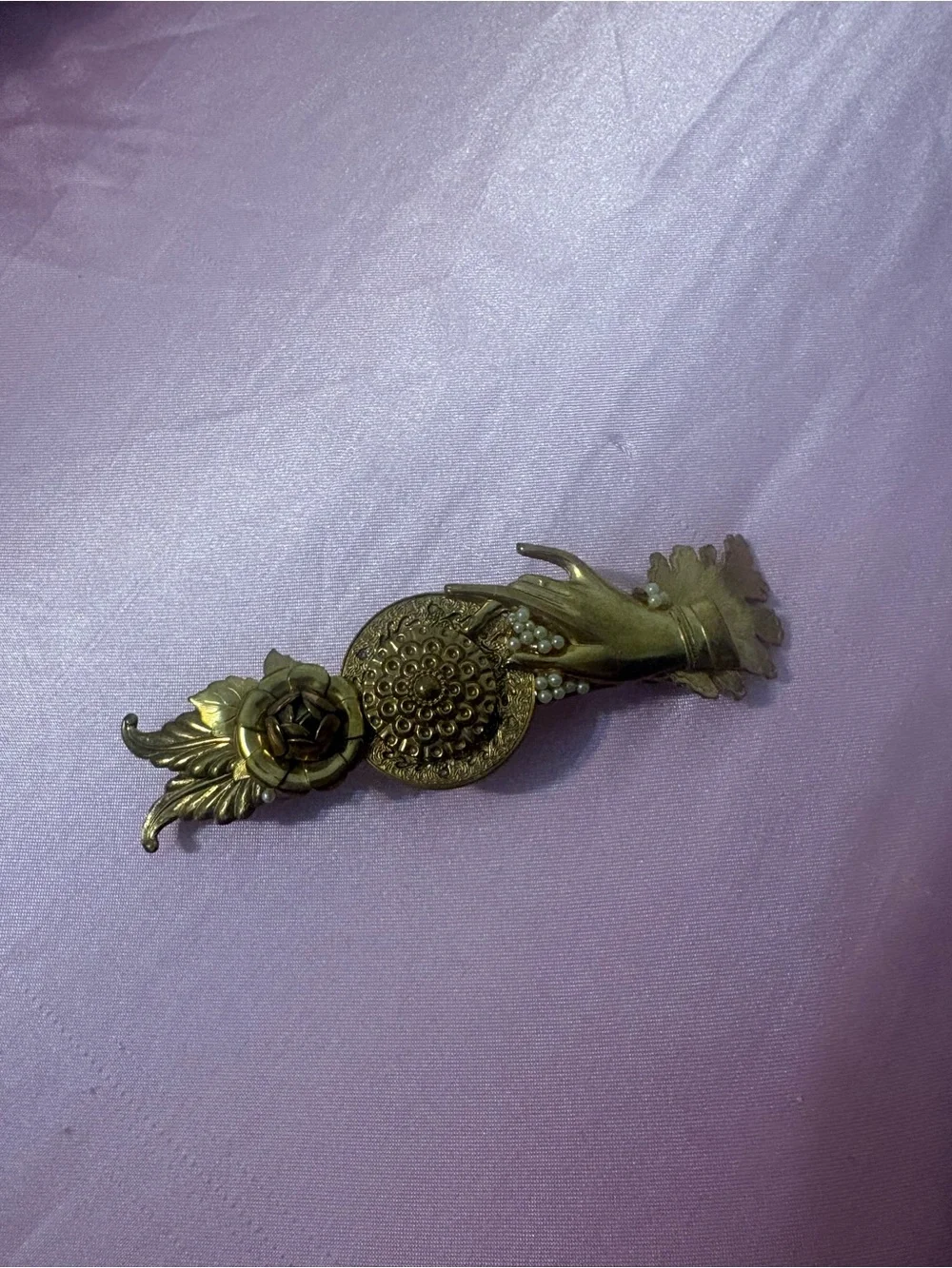 Vintage Gold Floral Hand Barrette - Women's Accessory